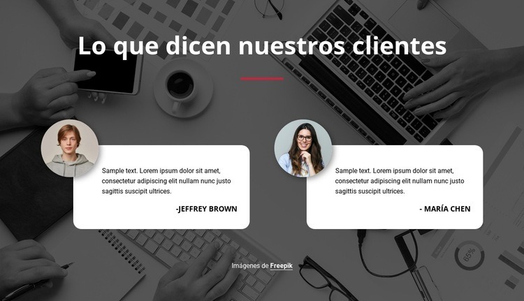 Testimonios sobre fondo de imagen Creador de sitios web HTML