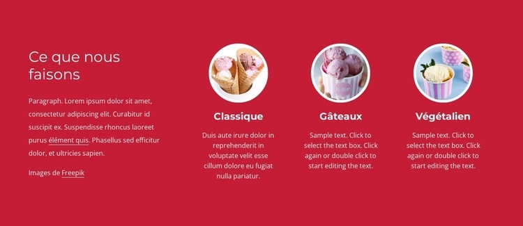 Gâteaux à la crème glacée Conception de site Web