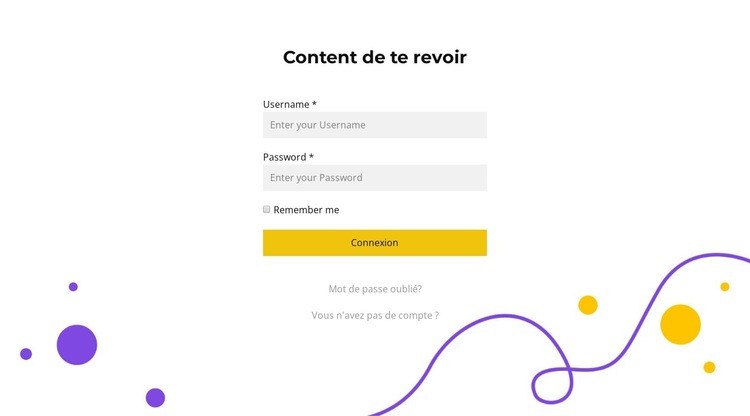 Formulaire de connexion Modèles de constructeur de sites Web