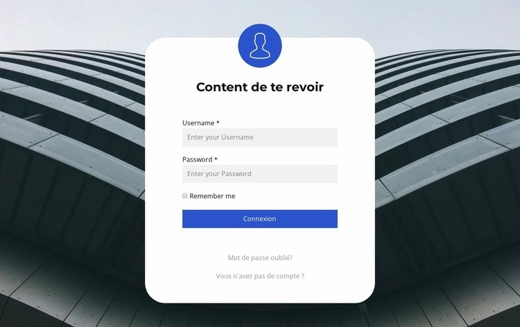 Formulaire de connexion Modèles de constructeur de sites Web