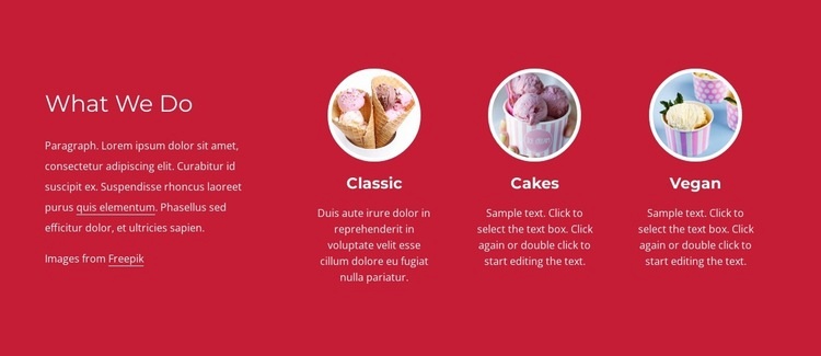 Ice cream cakes Homepage Design