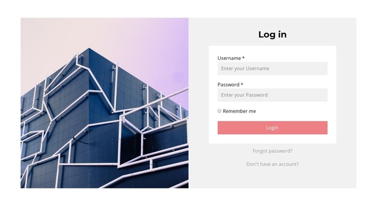 Image and log in HTML5 Template