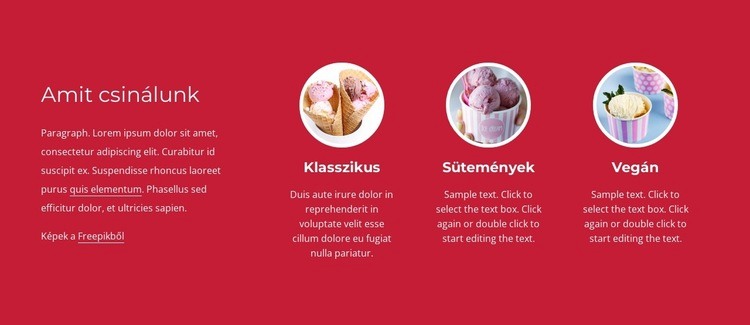 Fagylaltos sütemények Weboldal sablon