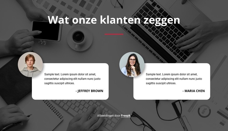 Getuigenissen op afbeeldingsachtergrond CSS-sjabloon