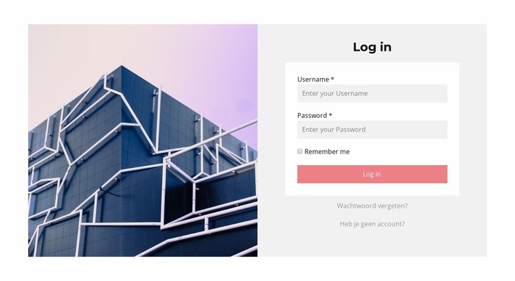 Afbeelding en inloggen Website ontwerp