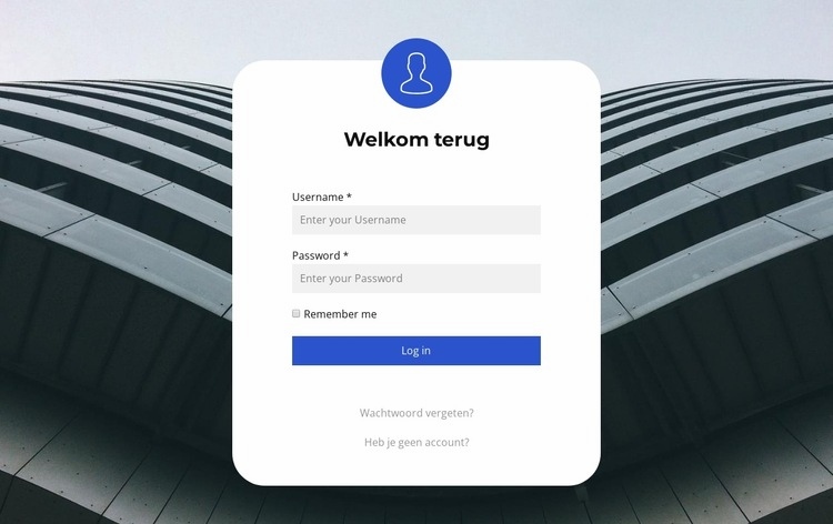 Login formulier Website ontwerp