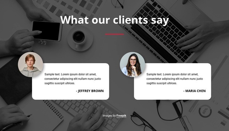 Testimonials on image background Web Page Design