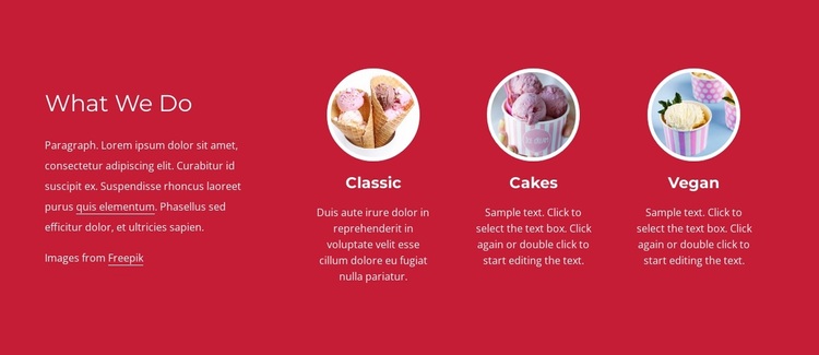 Ice cream cakes Website Design