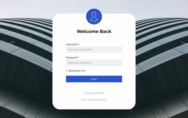 Log in Form Landing Page