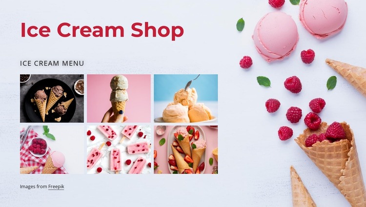 Ice cream shop WordPress Website Builder