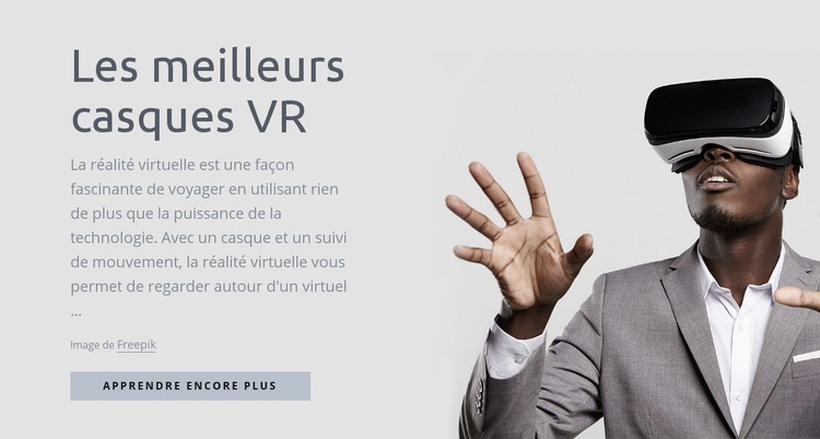 Technologie de réalité virtuelle Maquette de site Web