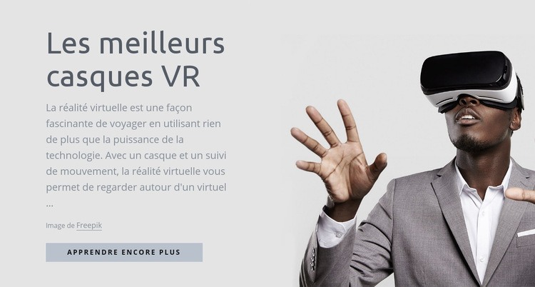 Technologie de réalité virtuelle Modèle d'une page