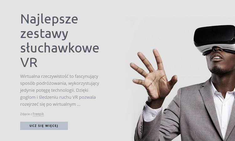 Technologia wirtualnej rzeczywistości Makieta strony internetowej