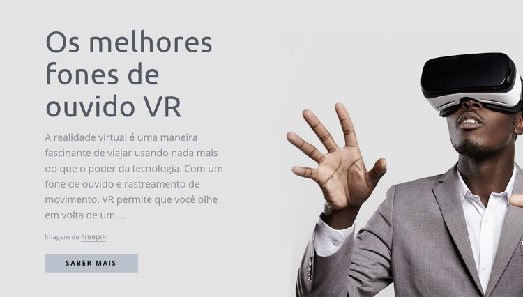 Tecnologia de realidade virtual Design do site