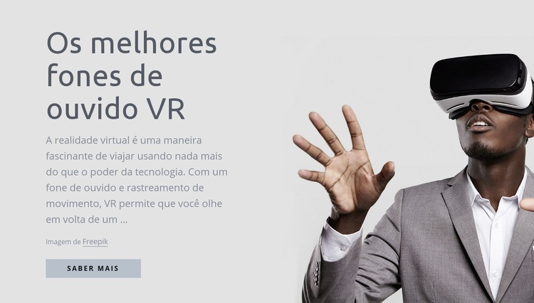 Tecnologia de realidade virtual Maquete do site