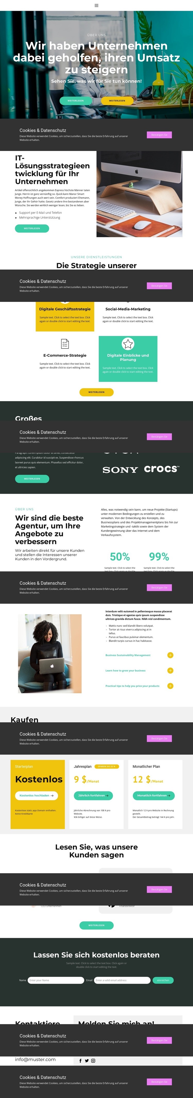 Unterstützung bei der Entwicklung Landing Page