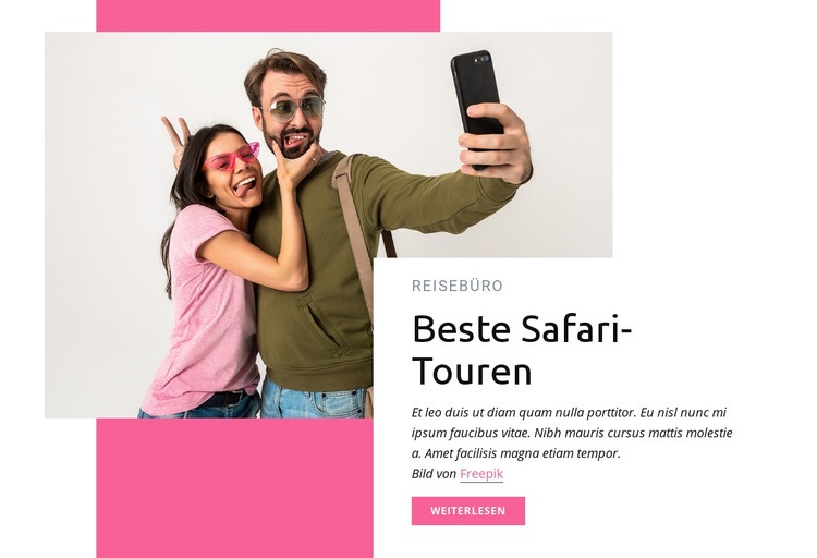 Beste Safari-Touren Website-Modell