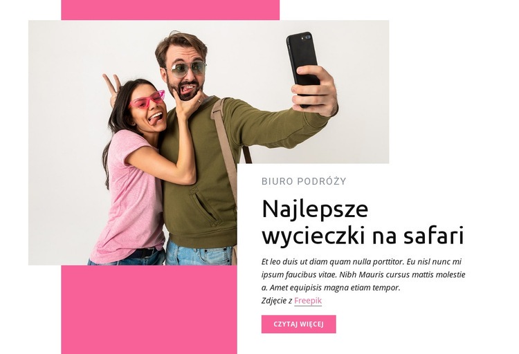 Najlepsze wycieczki safari Makieta strony internetowej