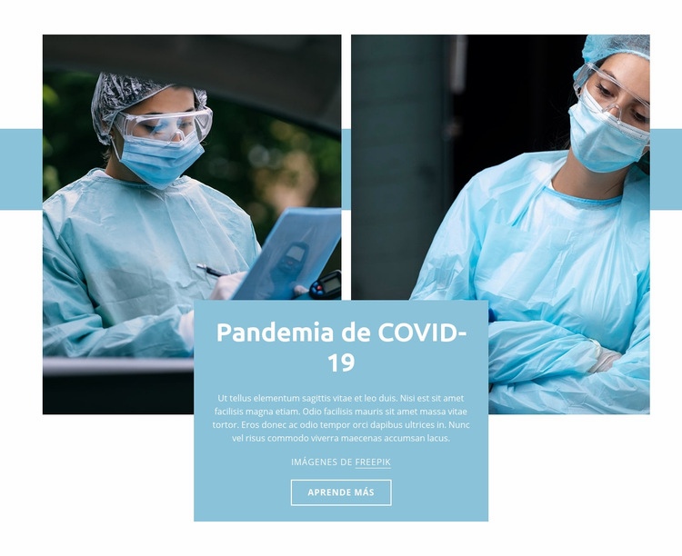 Pandemia de COVID-19 Maqueta de sitio web