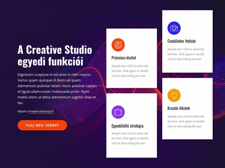 Kreatív stúdió funkciók Weboldal tervezés