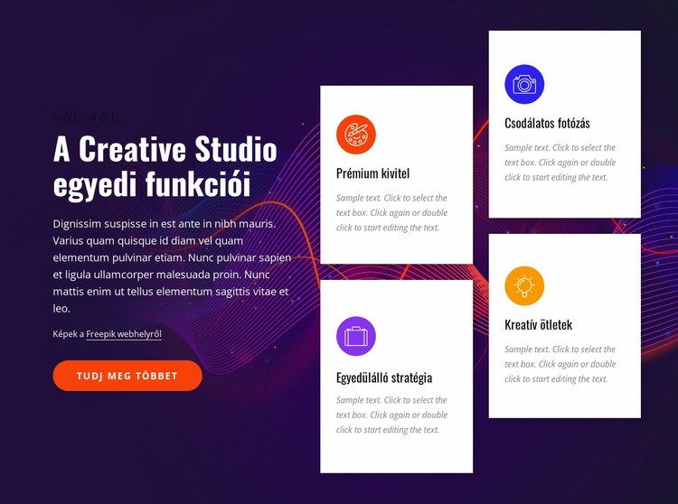 Kreatív stúdió funkciók WordPress Téma