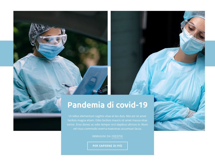 Pandemia di covid-19 Mockup del sito web