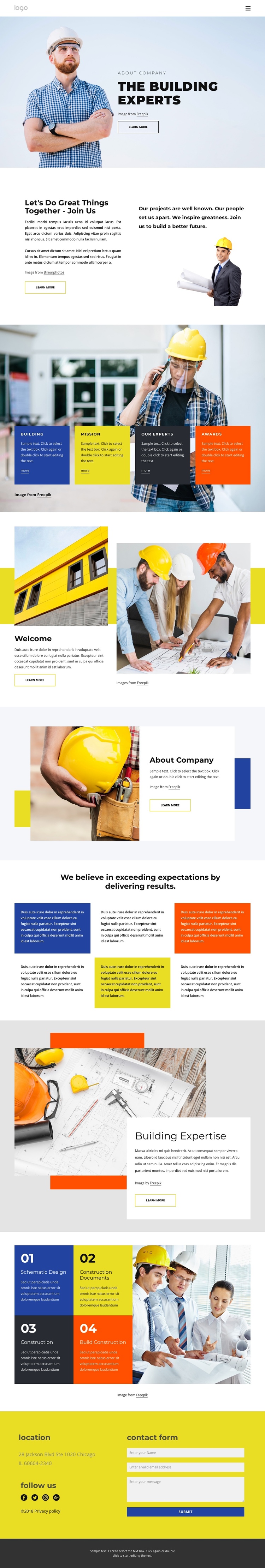 Building experts company One Page Template