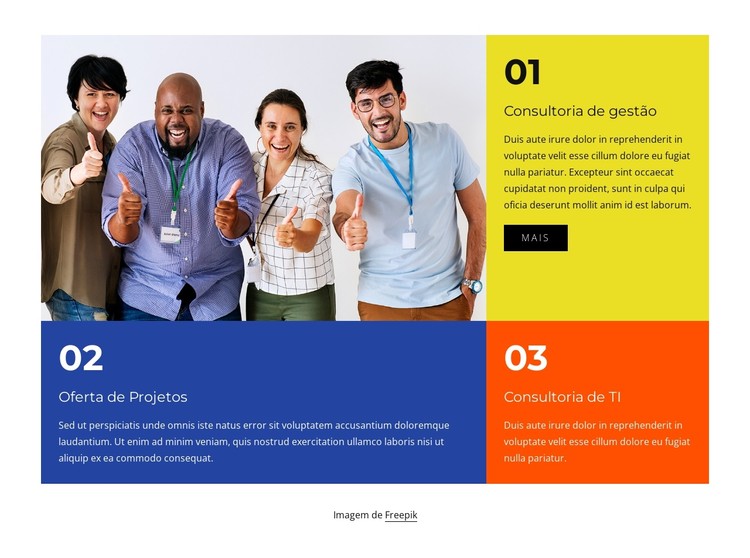 Grade com textos Template CSS