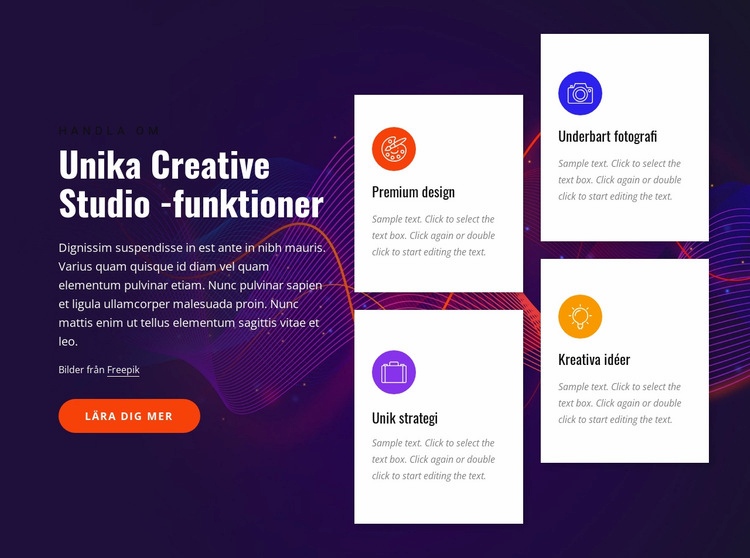 Kreativa studiofunktioner HTML-mall