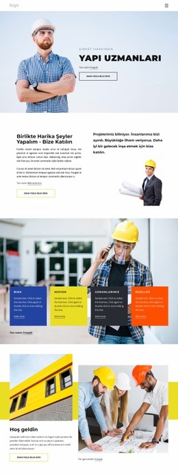İnşaat Uzmanları Şirketi Bir Sayfa Şablonu