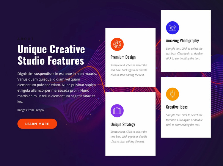 Creative studio features Web Page Design