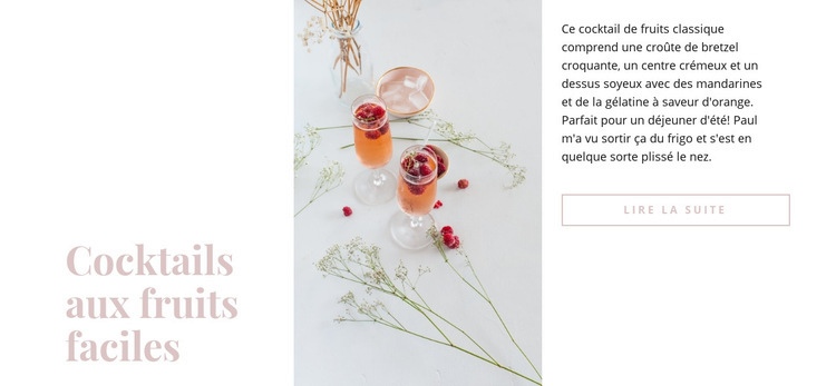 Cocktails de fruits Maquette de site Web