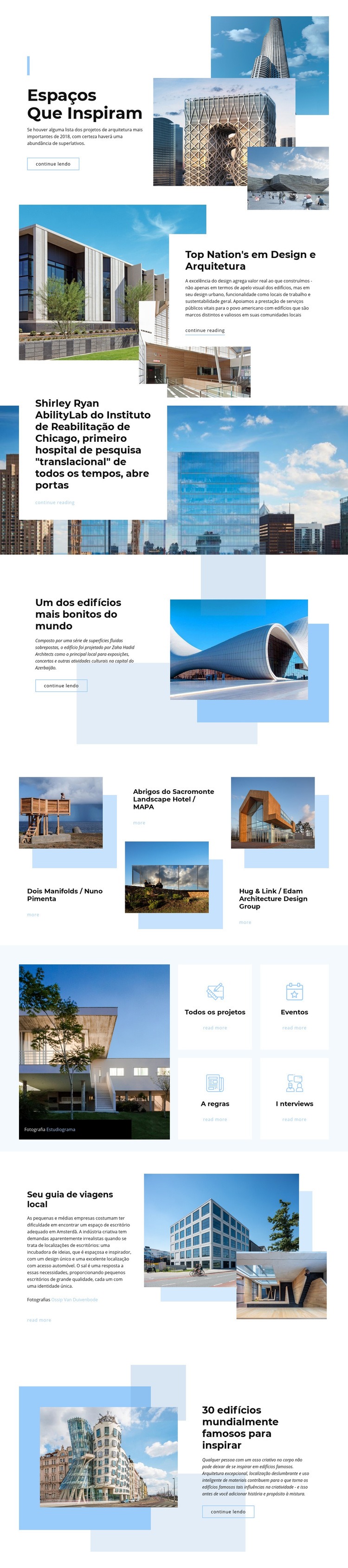 Espaços que inspiram Design do site