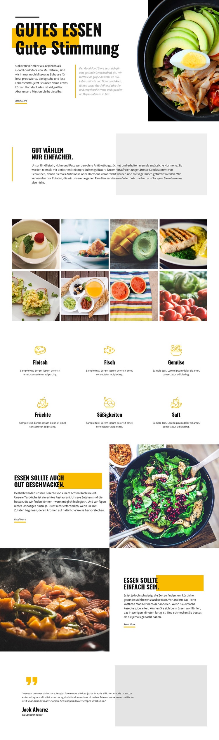 Gute Laune, gutes Essen HTML Website Builder