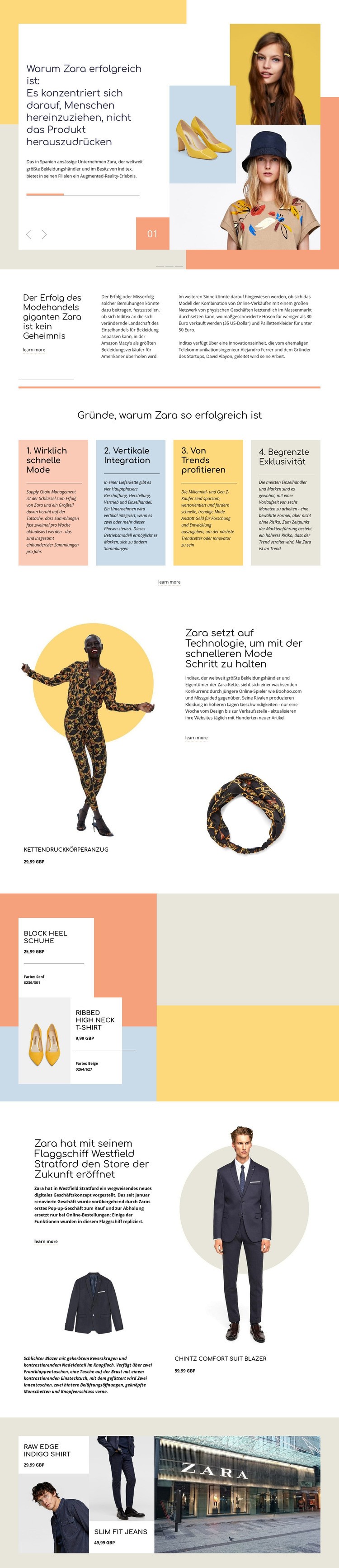 Zara Erfolg Website-Modell