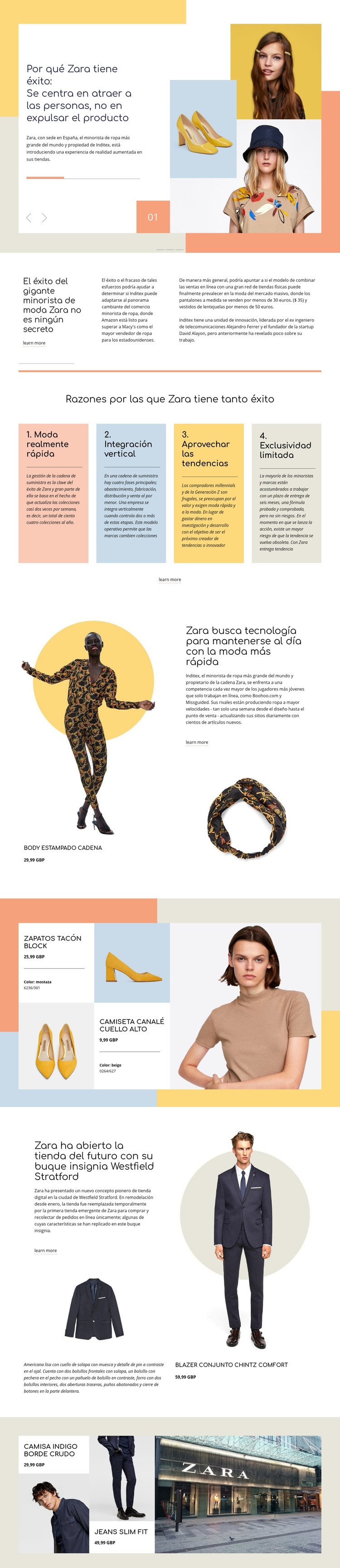 Éxito de Zara Diseño de páginas web