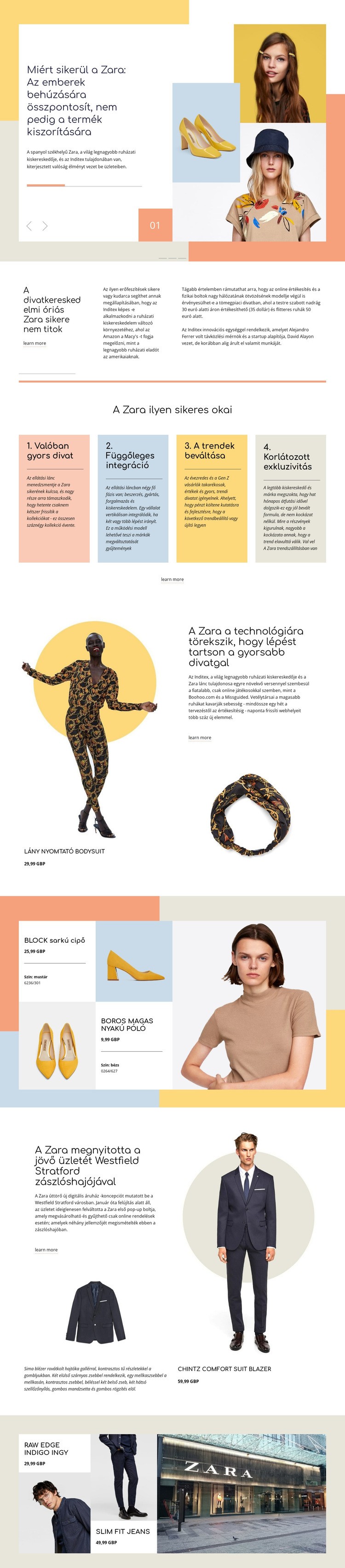 Zara siker Weboldal sablon
