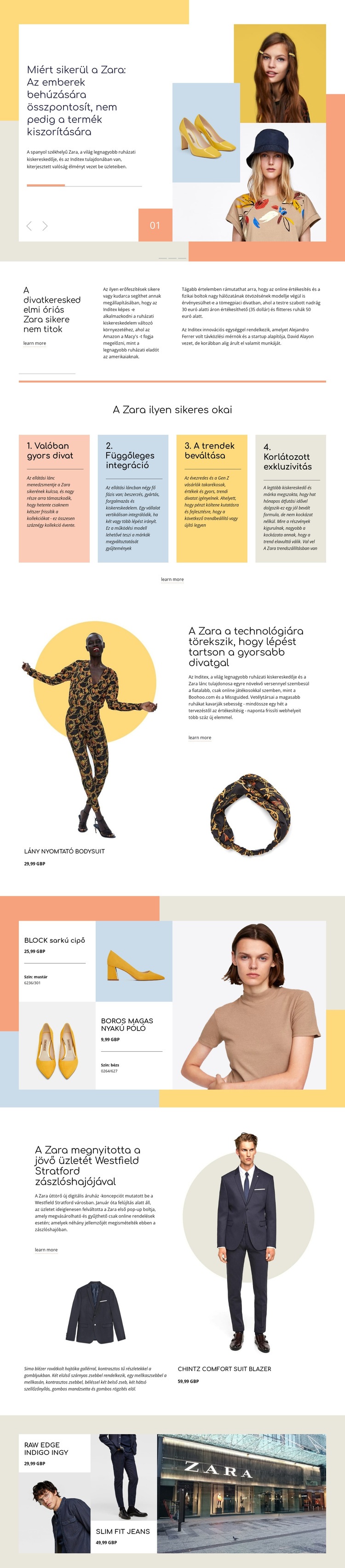 Zara siker Weboldal tervezés