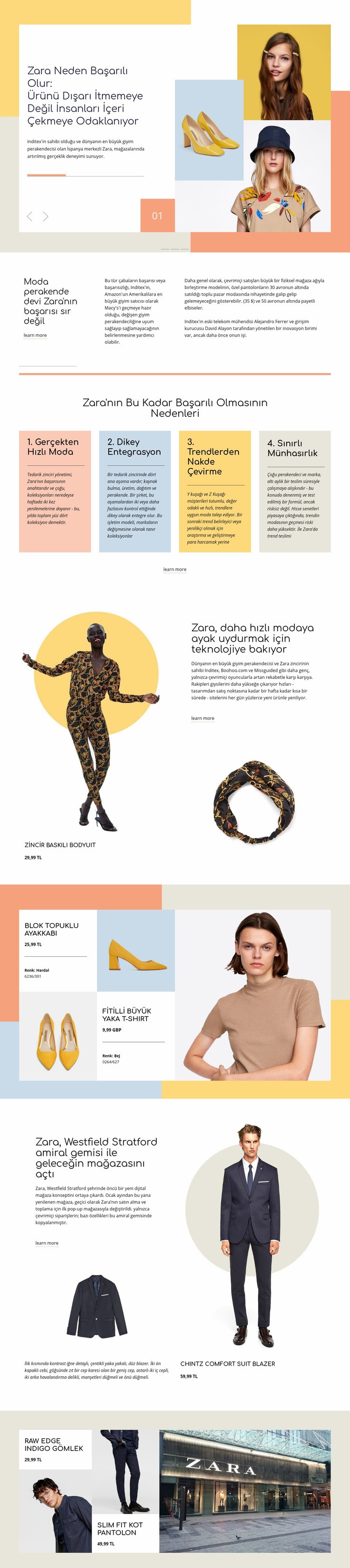 Zara Başarısı Web Sitesi Oluşturucu Şablonları