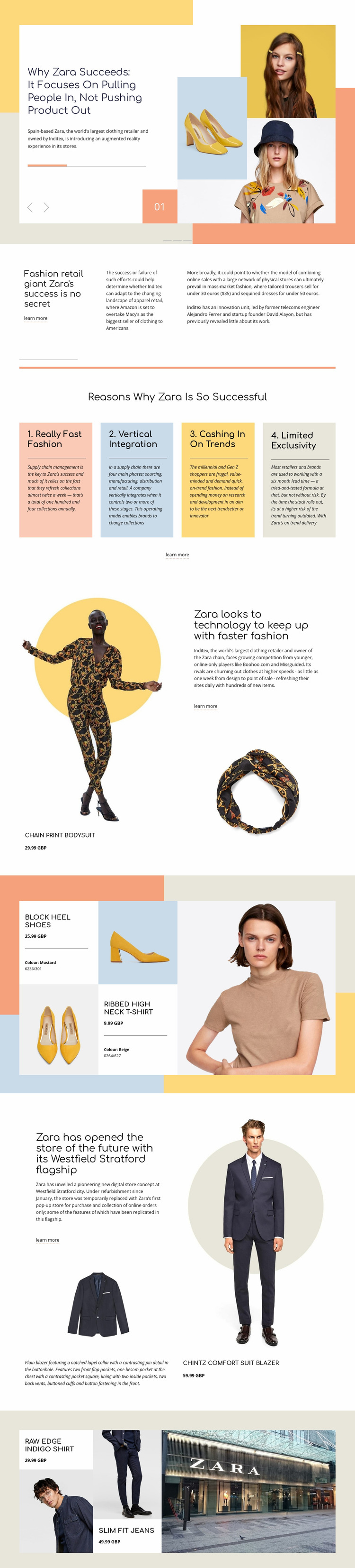 Zara Success Web Page Design