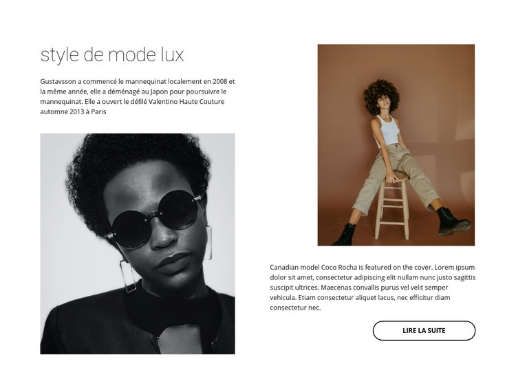 Style de mode lux Maquette de site Web
