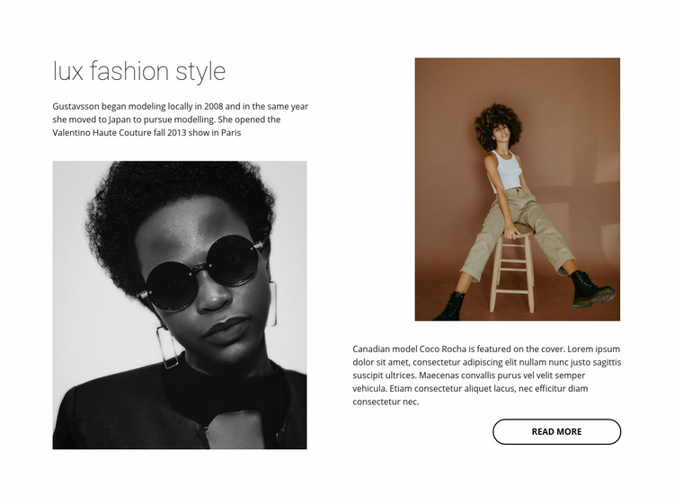 Lux fashion style Web Page Design