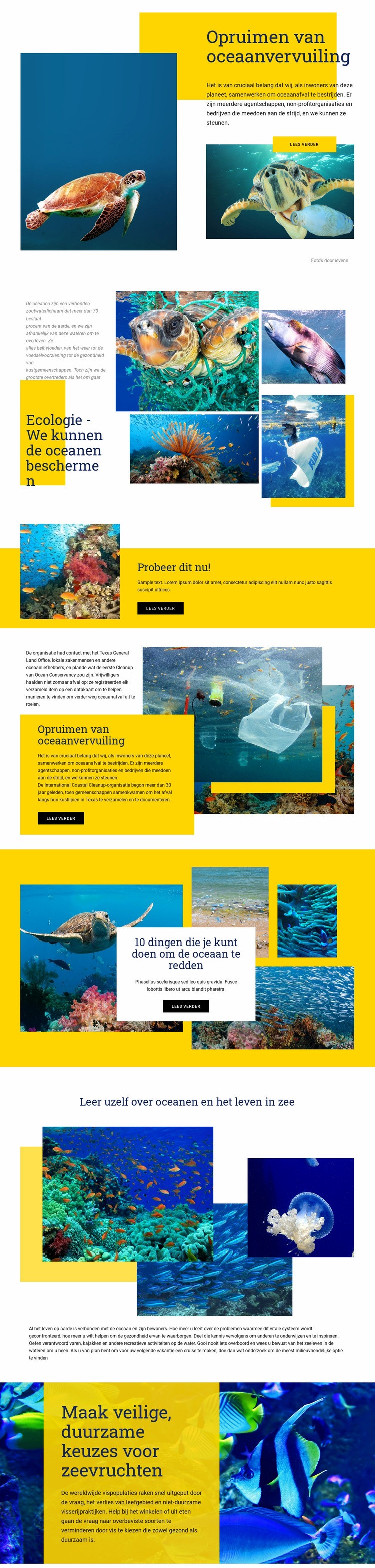 Bescherm de oceanen Sjabloon voor één pagina