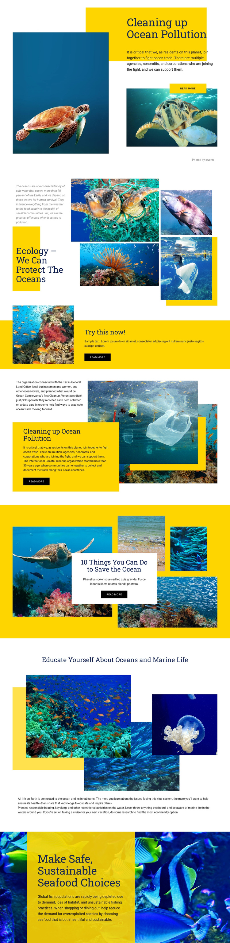 Protect The Oceans One Page Template