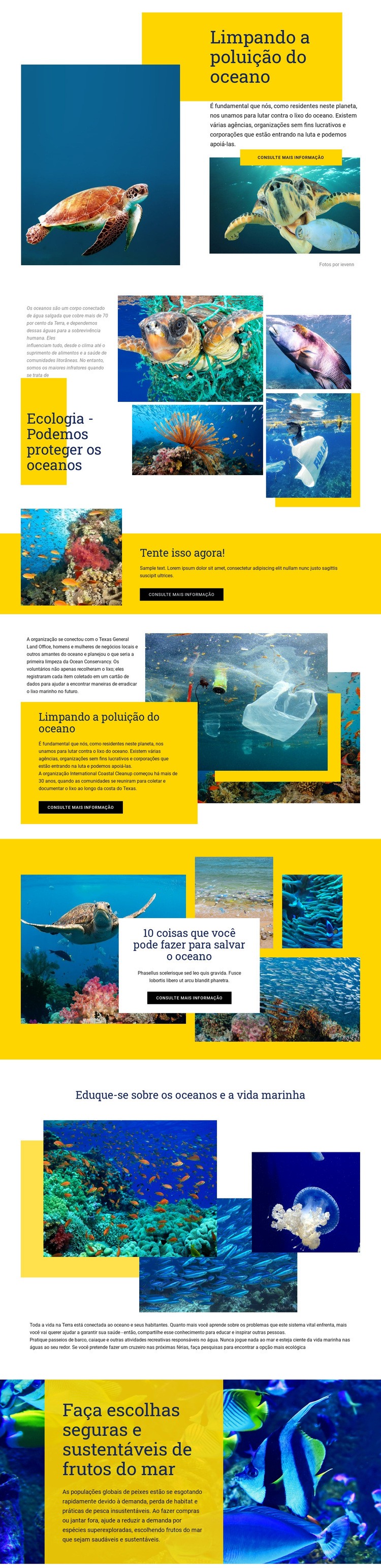 Proteja os oceanos Maquete do site
