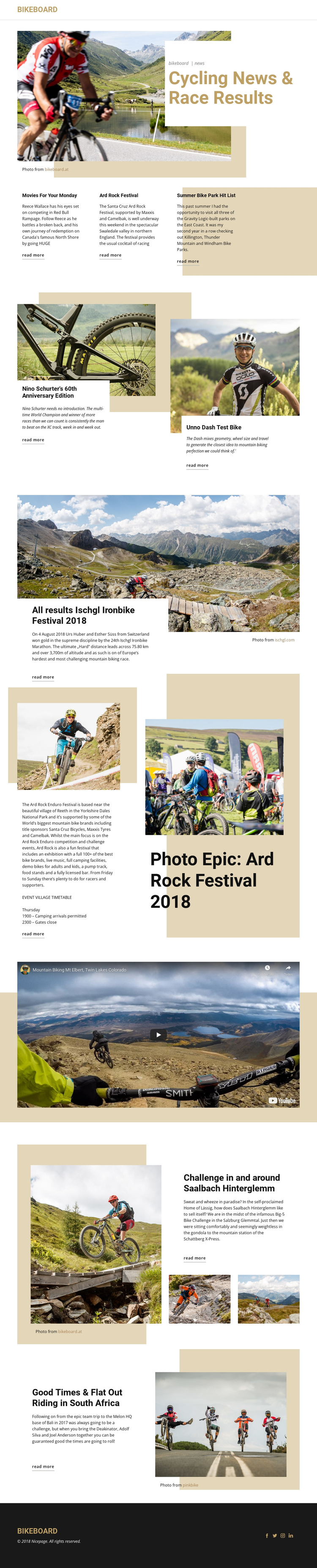 Cycling News One Page Template