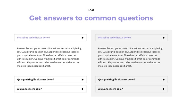 Questions in two columns CSS Template