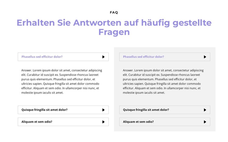 Fragen in zwei Spalten CSS-Vorlage