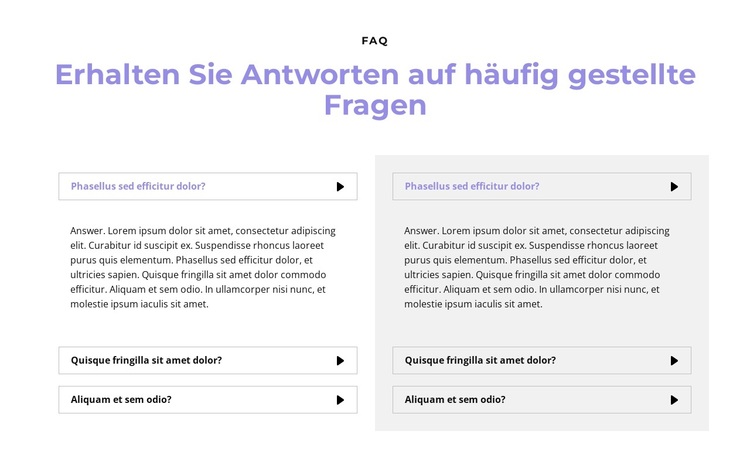 Fragen in zwei Spalten WordPress-Theme