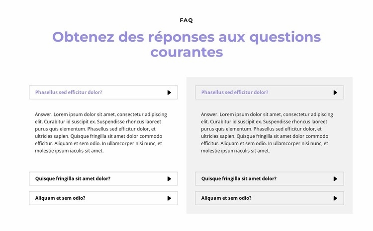 Questions en deux colonnes Modèle HTML5